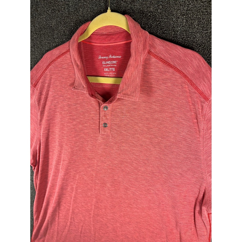 Tommy Bahama IslandZone Polo Shirt XXL Mens Coral Red Heathered Short Sleeve